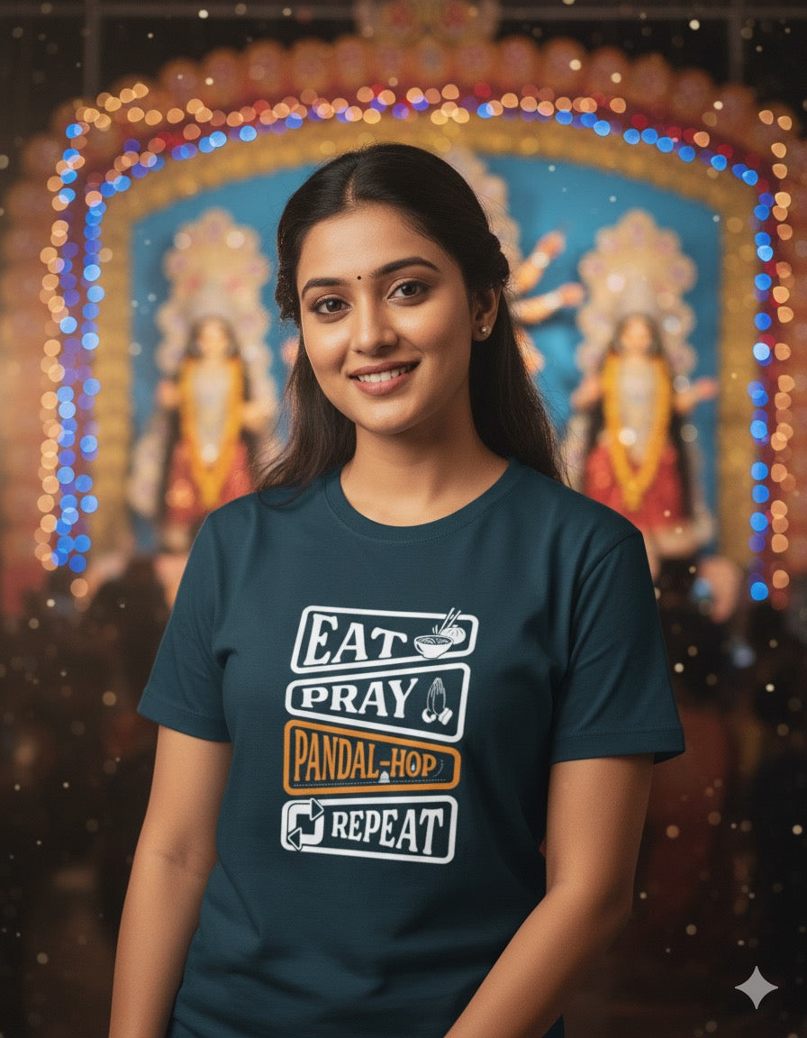 Eat pray pandal-hop repeat - Classic Crew T-Shirt