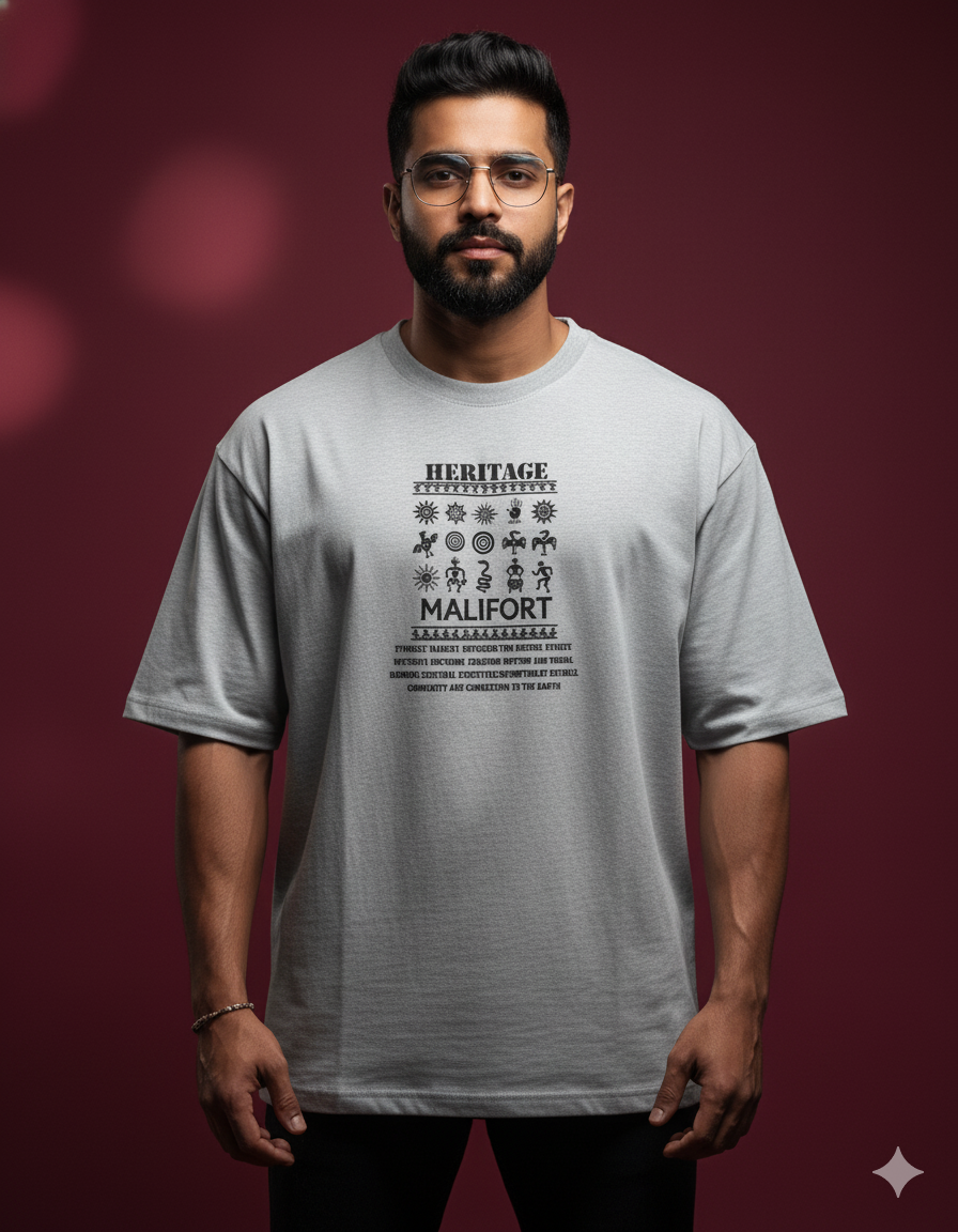 TRIBAL HERITAGE Oversized Classic TEE ( Black Puff )